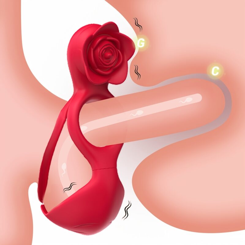 rose shaped rechargeable vibrator unisex pocket size locking - Image 2