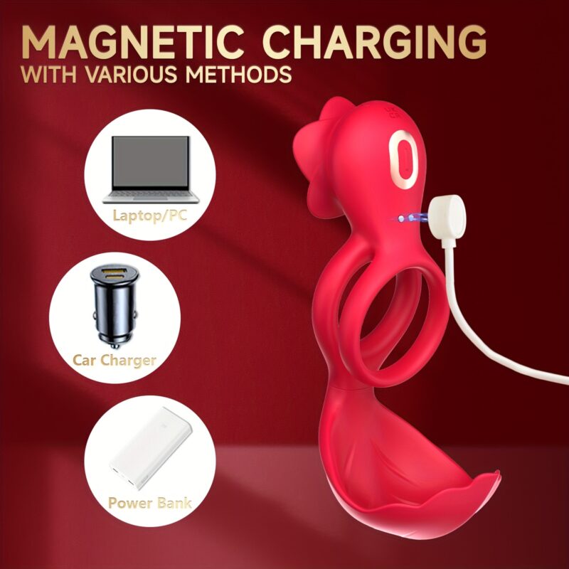 rose shaped rechargeable vibrator unisex pocket size locking - Image 6