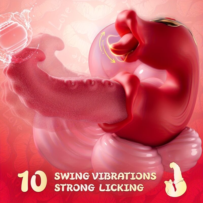 Adult Toys For Women Thrusting Vibrators Dildo Rose Sex Toy With 10 Licking & Vibration Modes, G-spot Clit Stimulator