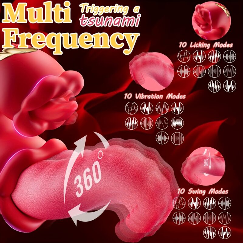 Adult Toys For Women Thrusting Vibrators Dildo Rose Sex Toy With 10 Licking & Vibration Modes, G-spot Clit Stimulator - Image 8