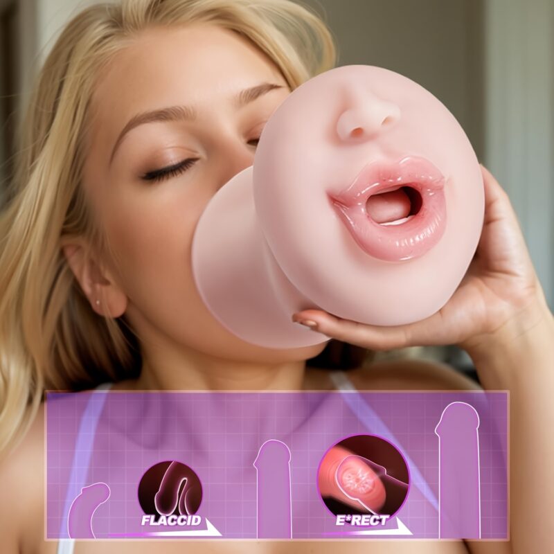 Licking Vibrating Oral Sex Deep Throat Blow Job Stroker For Men Orgasm, Male Masturbators With Tongue And Teeth - Image 3