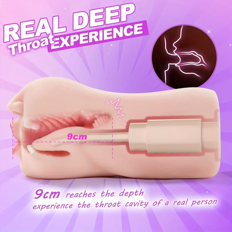 Licking Vibrating Oral Sex Deep Throat Blow Job Stroker For Men Orgasm, Male Masturbators With Tongue And Teeth - Image 7