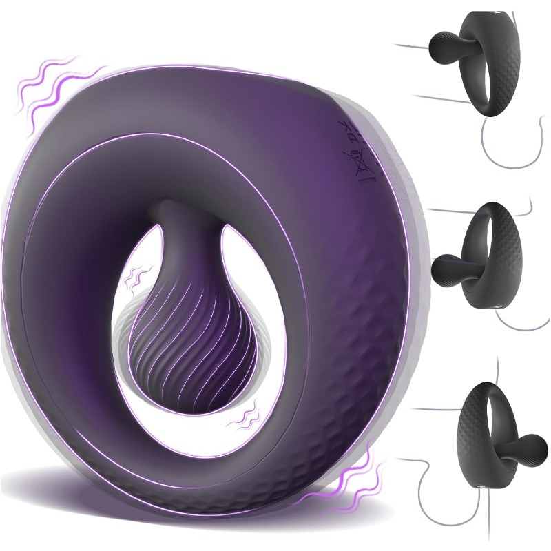 Vibrating Cock Ring With 360 Degree Adjustable Bead Clitoral Stimulator - Soft Silicone Penis Ring Vibrator For Couples