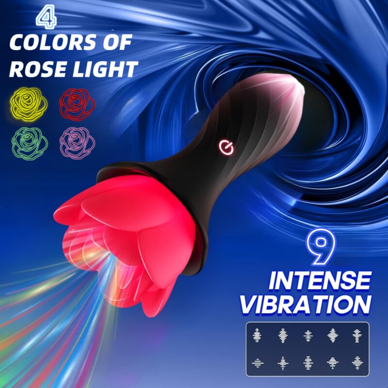 Vibrating Rose Anal Plug Anal Sex Toys For Men, Glow In The Dark Anal Vibrator Rose Toy Silicone Prostate Massage - Image 2