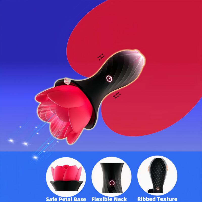 Vibrating Rose Anal Plug Anal Sex Toys For Men, Glow In The Dark Anal Vibrator Rose Toy Silicone Prostate Massage - Image 3