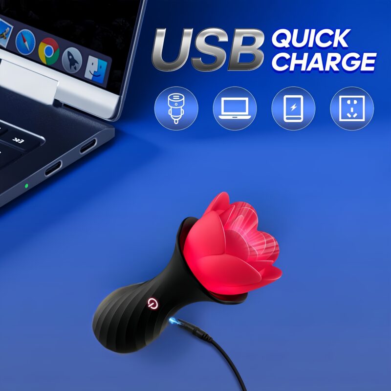 Vibrating Rose Anal Plug Anal Sex Toys For Men, Glow In The Dark Anal Vibrator Rose Toy Silicone Prostate Massage - Image 5