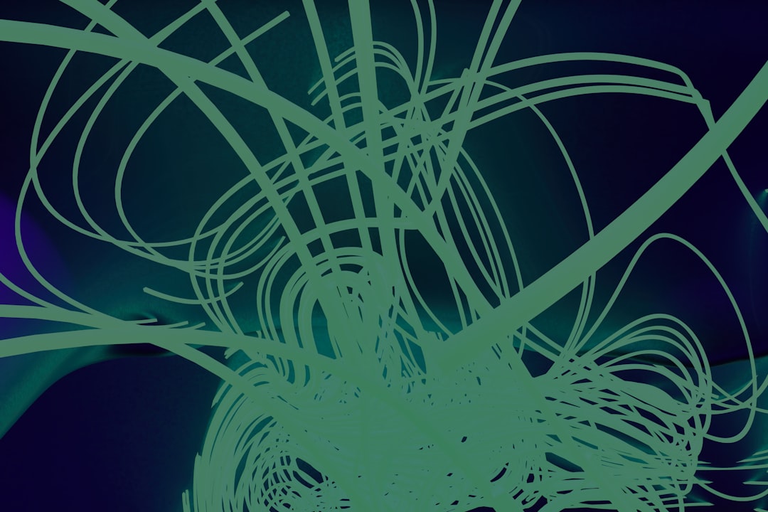 Abstract green lines on a dark blue background
