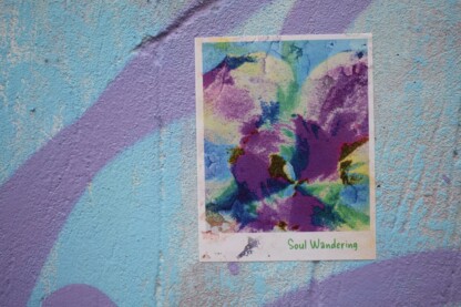 Violet energy - Abstract artwork with purple and blue paint on wall